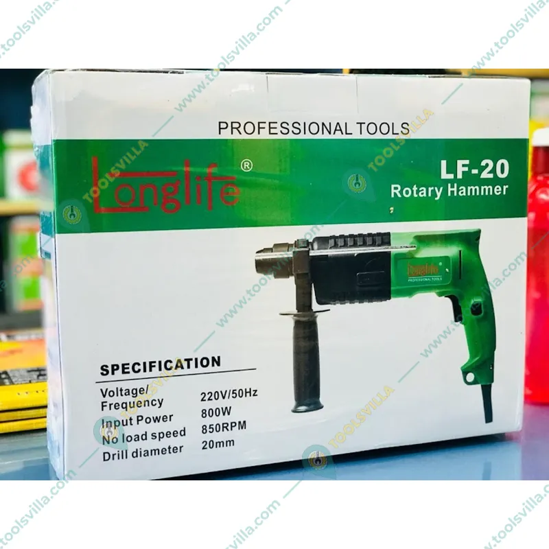 Longlife 20 mm 800 Watt Rotary Hammer Drill, 850 RPM (LF-20)