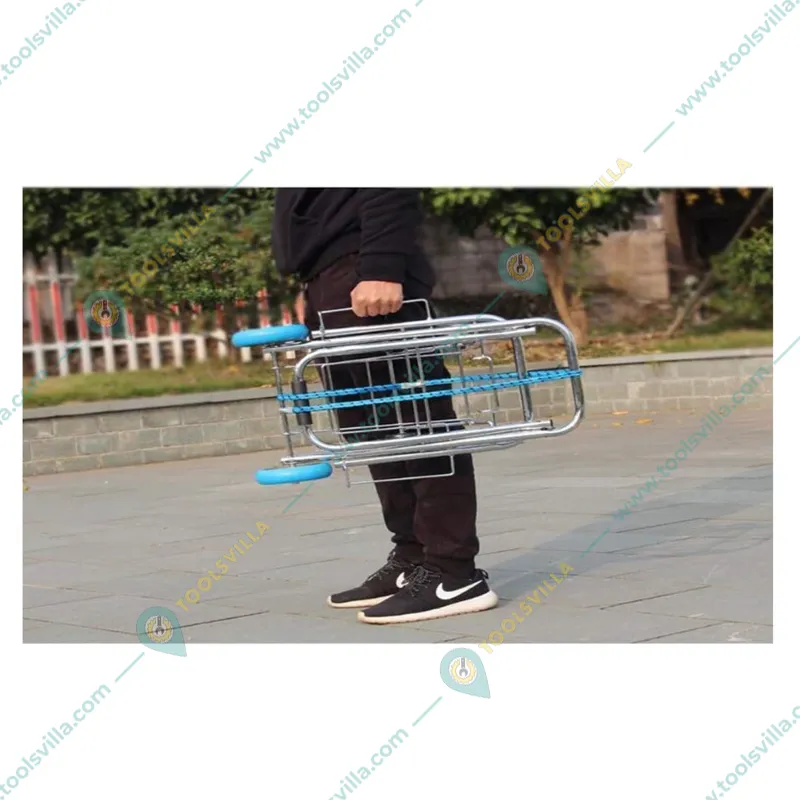 Premium Quality 80 Kg Load Capacity Double Wheels Steel Luggage Cart For Carring Goods