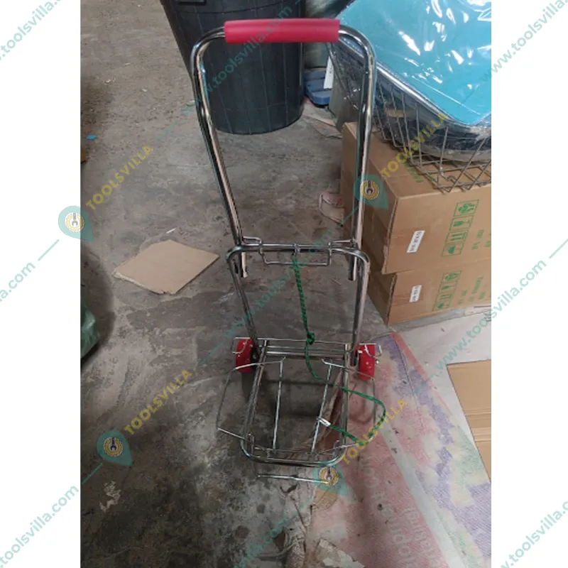 Premium Quality 80 Kg Load Capacity Double Wheels Steel Luggage Cart For Carring Goods