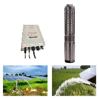1 HP DC Solar Submersible Pump, MPPT Controller 72 v, 180 feet Max. Head