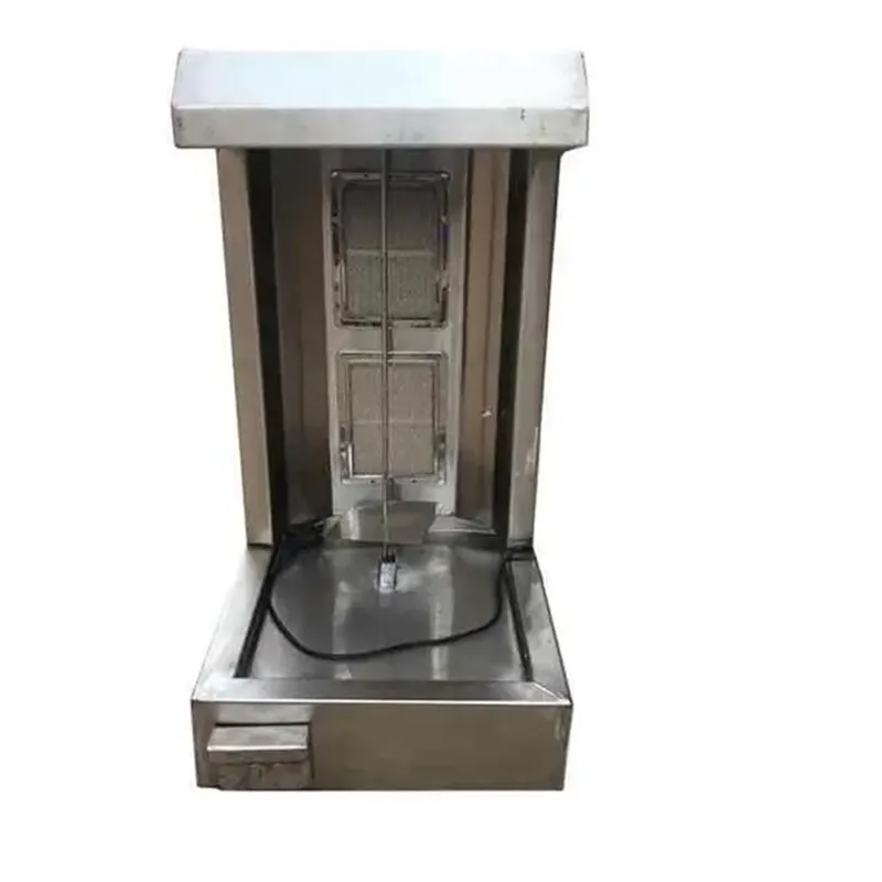 Commercial SS Table Top Double Burner Gas Shawarma Machine with Meat Holding Capacity 15 kg 