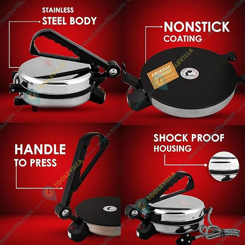  Domestic Stainless Steel Electric Chapati Maker, 900W 