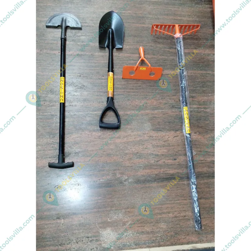Round Nose Baby Shovel, Edging Iron, Draw Hoe, Garden Bow Rake with 48 inch Pipe Handle 12 Teeth