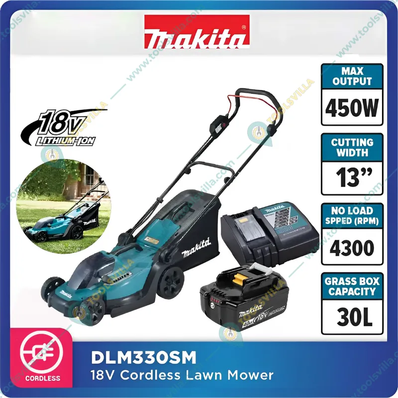 Makita Twin DLM330SM 18V Cordless Lawn Mower with Battery and Charger