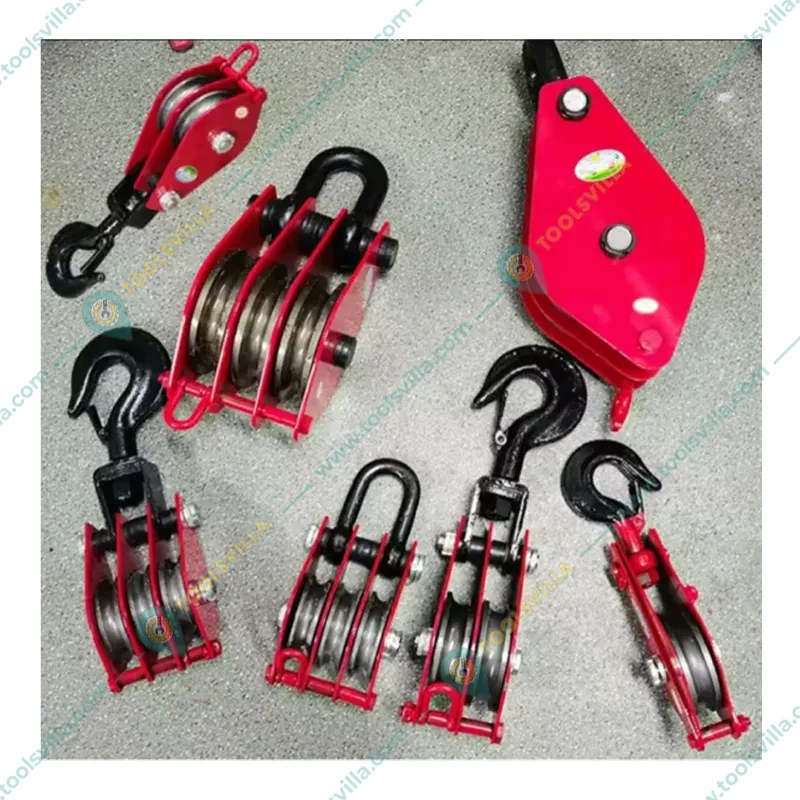 Heavy Duty 4 Inch Triple Sheave Manila Rope Pulley With Safety Latch, 3 mm Plate Thickness