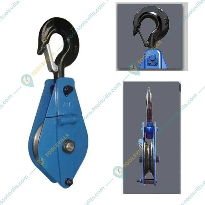 Heavy Duty 2 Ton 6 Inch Single Sheave Manila Rope Pulley With Safety Latch, 3 mm Plate Thickness