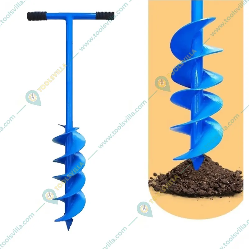 Redbuild Manual Earth Auger with Dual Steel Blade, Post Hole Digger, Spiral Digger 6 inch Round Hole
