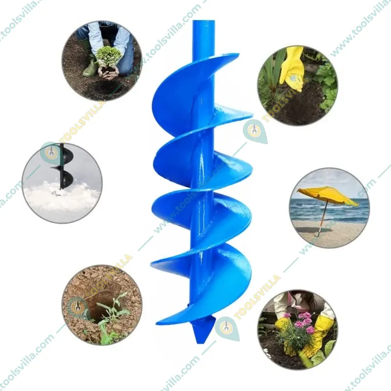Redbuild Manual Earth Auger with Dual Steel Blade, Post Hole Digger, Spiral Digger 6 inch Round Hole