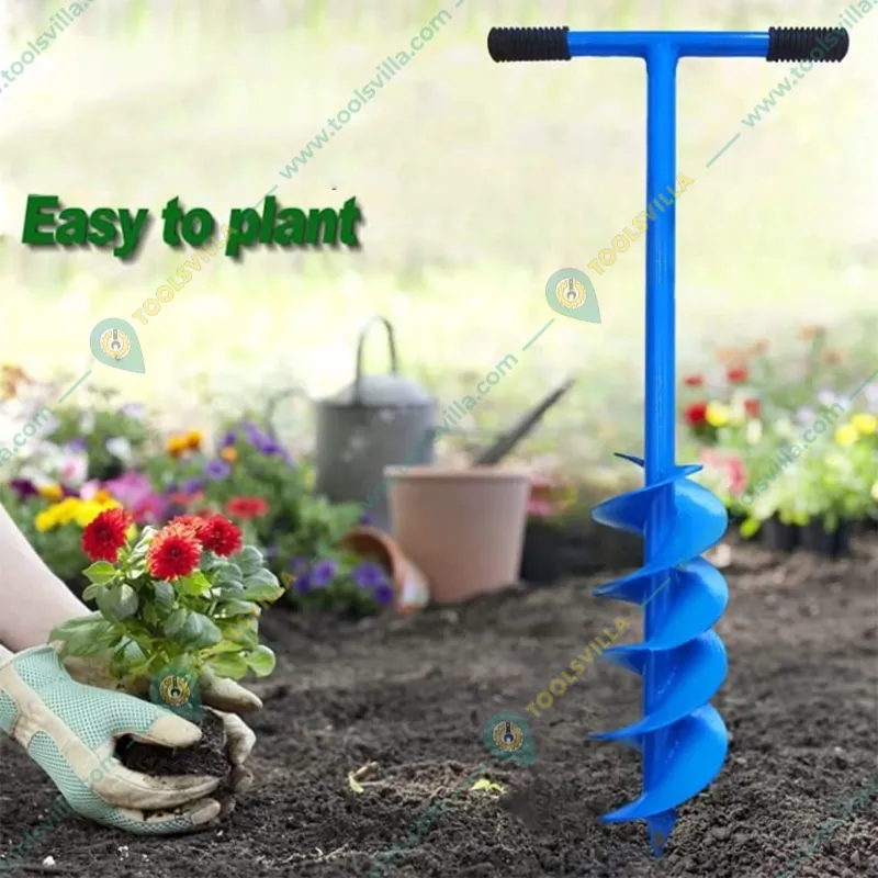 Redbuild Manual Earth Auger with Dual Steel Blade, Post Hole Digger, Spiral Digger 6 inch Round Hole