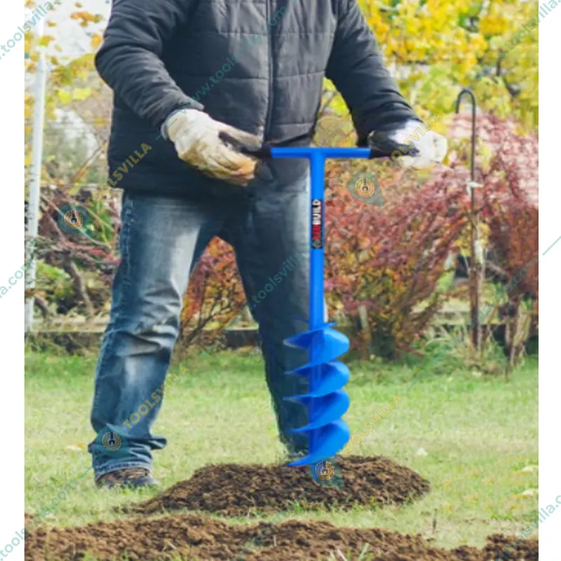 Redbuild Manual Earth Auger with Dual Steel Blade, Post Hole Digger, Spiral Digger 6 inch Round Hole