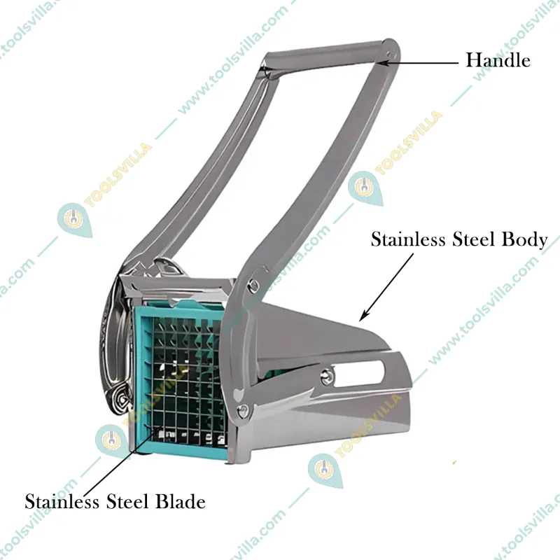 Manually Operated French Fries Making Machine with Free Peeler, Stainless Steel Body