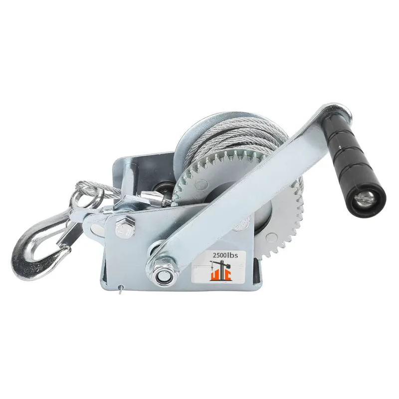 UTC 2500 lbs Manual Hand Winch With 10 Meter, 6 mm Galvanized Wire Rope & Eye Hook