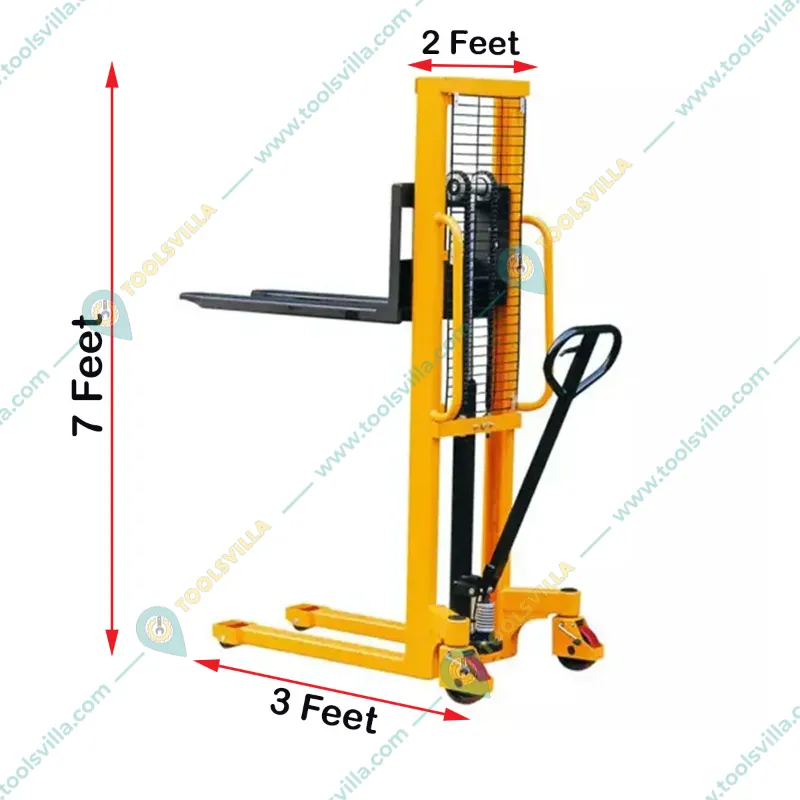 HT 1 Ton Hydraulic Manual Stacker With 1600 mm Maximum Lifting Height, Fork Size (L x B) : 900 x 550 mm