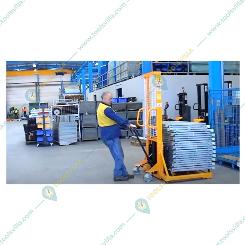 HT 1 Ton Hydraulic Manual Stacker With 1600 mm Maximum Lifting Height, Fork Size (L x B) : 900 x 550 mm
