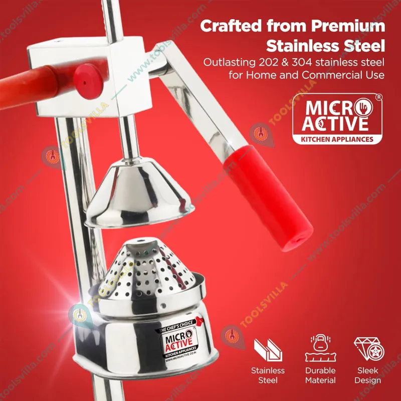  MICROACTIVE® 304 Stainless Steel Manual Hand Press Orange, Pomegranate Juicer Machine/Squeezer Machine