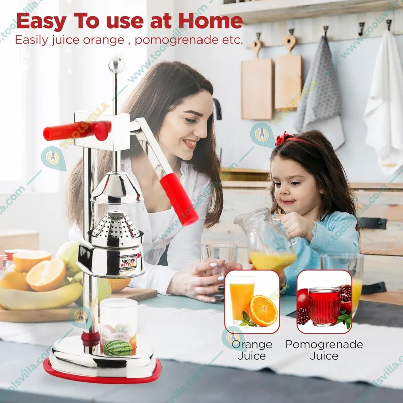  MICROACTIVE® 304 Stainless Steel Manual Hand Press Orange, Pomegranate Juicer Machine/Squeezer Machine