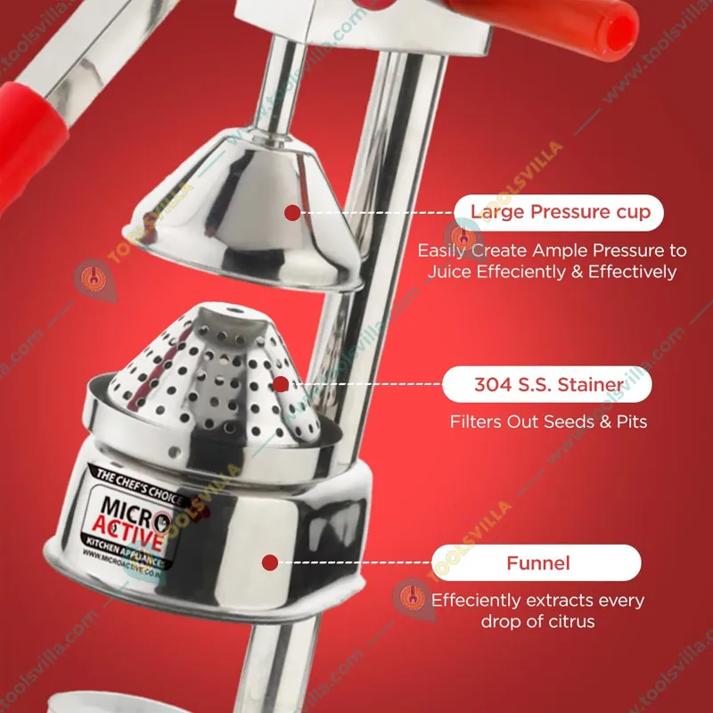  MICROACTIVE® 304 Stainless Steel Manual Hand Press Orange, Pomegranate Juicer Machine/Squeezer Machine