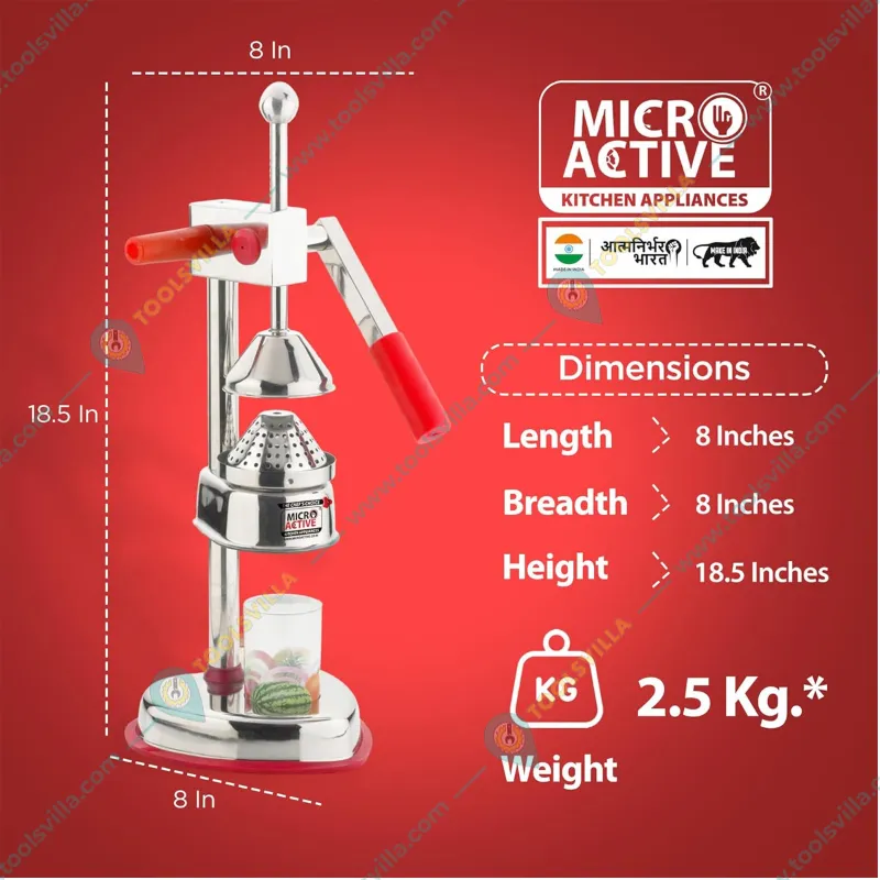  MICROACTIVE® 304 Stainless Steel Manual Hand Press Orange, Pomegranate Juicer Machine/Squeezer Machine