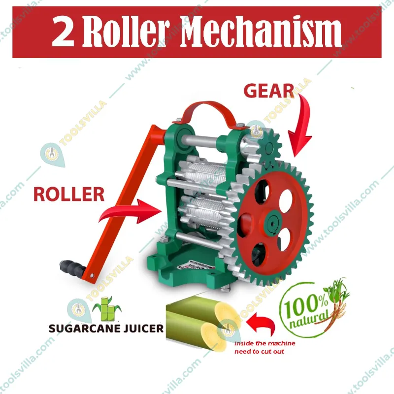 MICROACTIVE Manual Sugarcane Juice Machine (Small Size), Cast Iron Body with 2 CI Roller