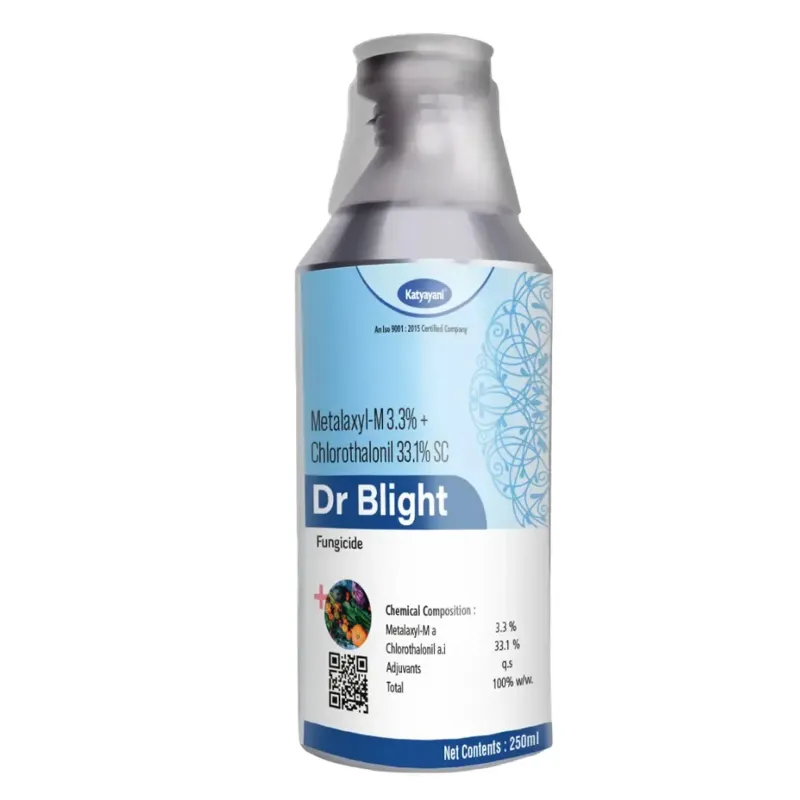 Katyayani Dr Blight Metalaxyl-M 3.3% +Chlorothalonil 33.1% SC Systemic and Contact Fungicide for Fungal disease in Crops(Pack-4 x 250 ml)