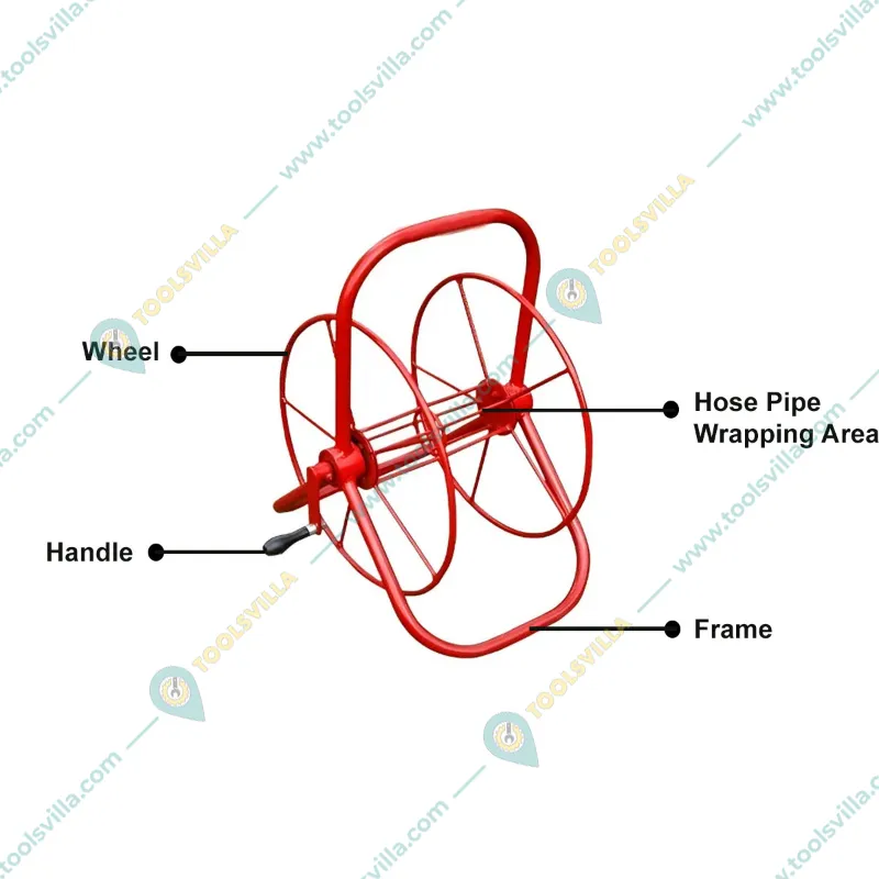 Heavy Duty Metal Body Hose Reel Stand for Holding Pipe(Size-100 Meters)