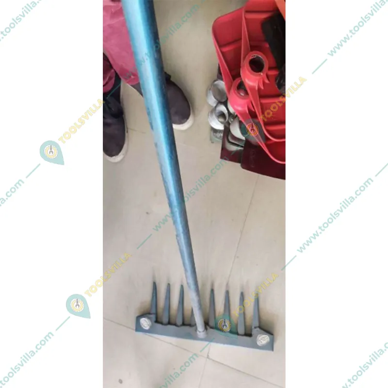 8-Tine Metal Garden Rake with Handle for Efficient Soil Cultivation