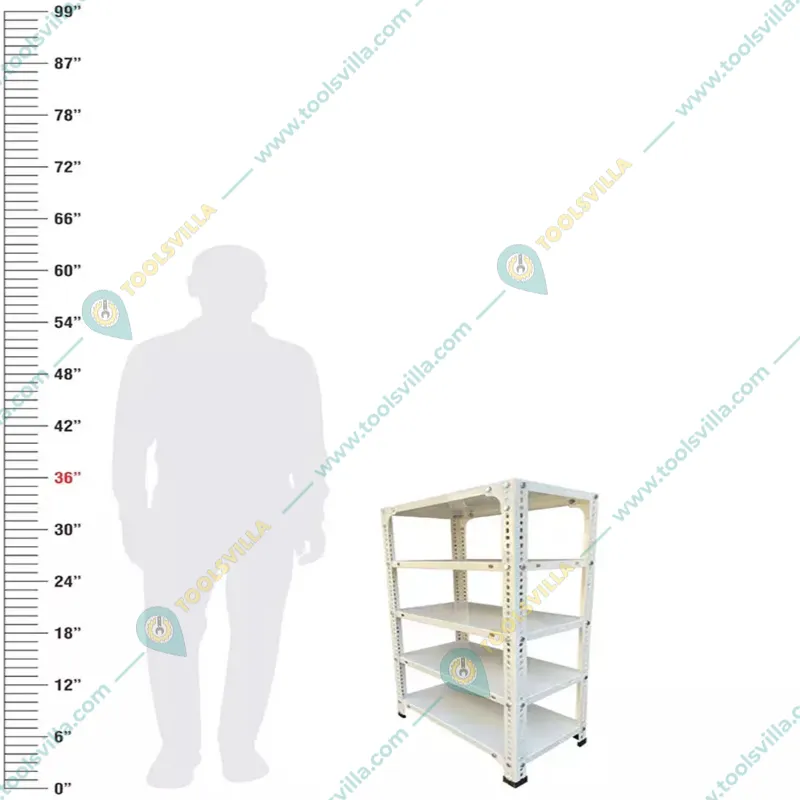 Menage 36x24x12 Inch 5 Shelf Metal Ivory Slotted Angle Rack