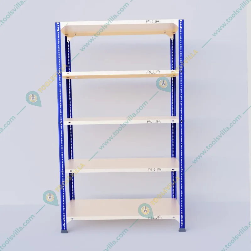ALIJA 22 Gauge 72x29x18 Inch 5 Shelves Multipurpose Storage Rack With Accessories(Color-Blue And Ivory )