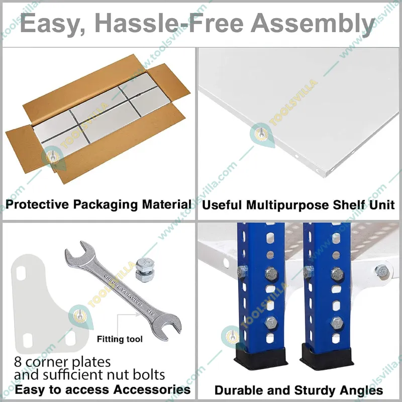 ALIJA 22 Gauge 72x29x18 Inch 5 Shelves Multipurpose Storage Rack With Accessories(Color-Blue And Ivory )