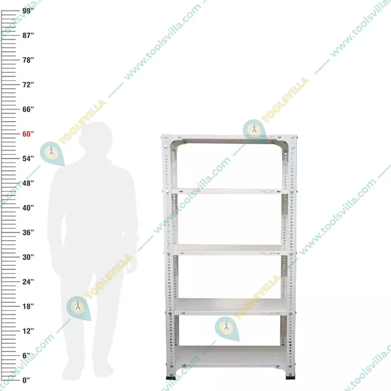 
Menage 60x23x15 Inch 5 Shelves  Metal Ivory Slotted Angle Rack


