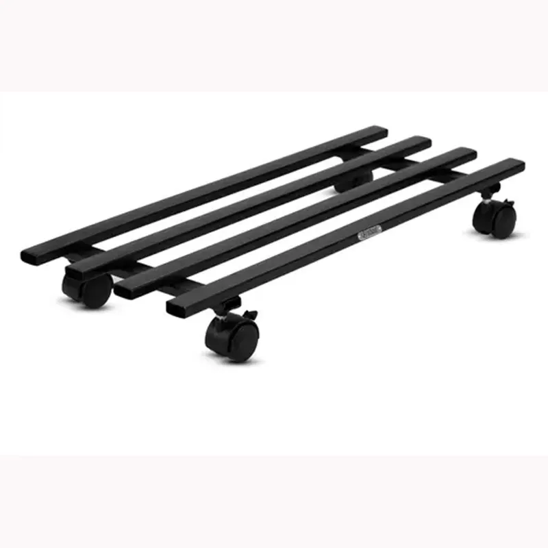 24 Inches Rectangular Metal Plant Stand with Rolling Wheels for Home and Garden Decor