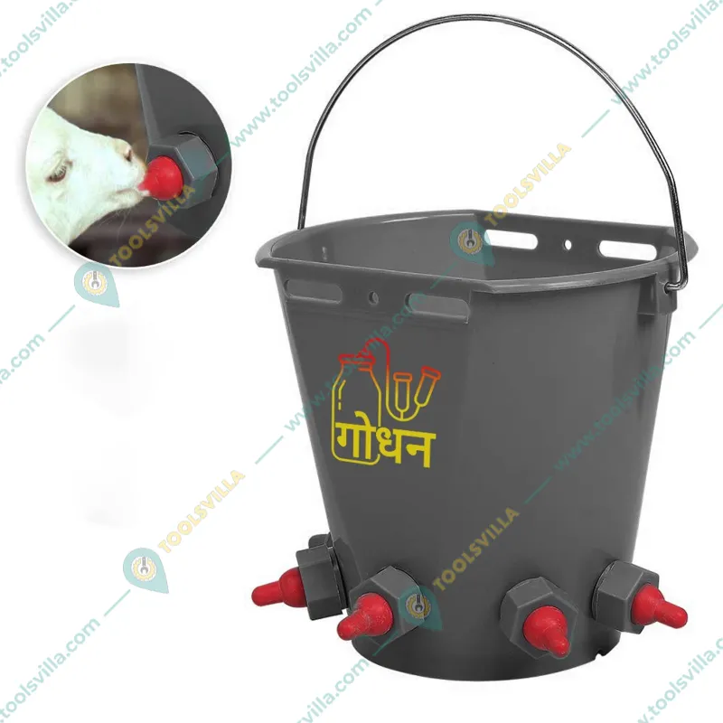 Godhan Milk Feeding Bucket For Goat ,Calf With 5 Nipples