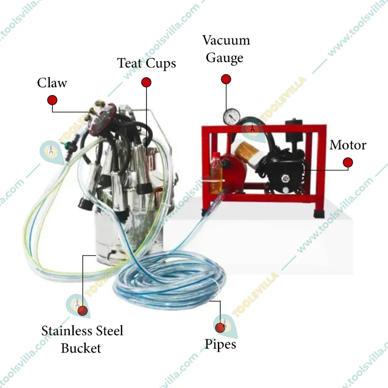 Godhan Gs-200 Oil Single Bucket Milking Machine For 15-20 Cows with Free Accessories