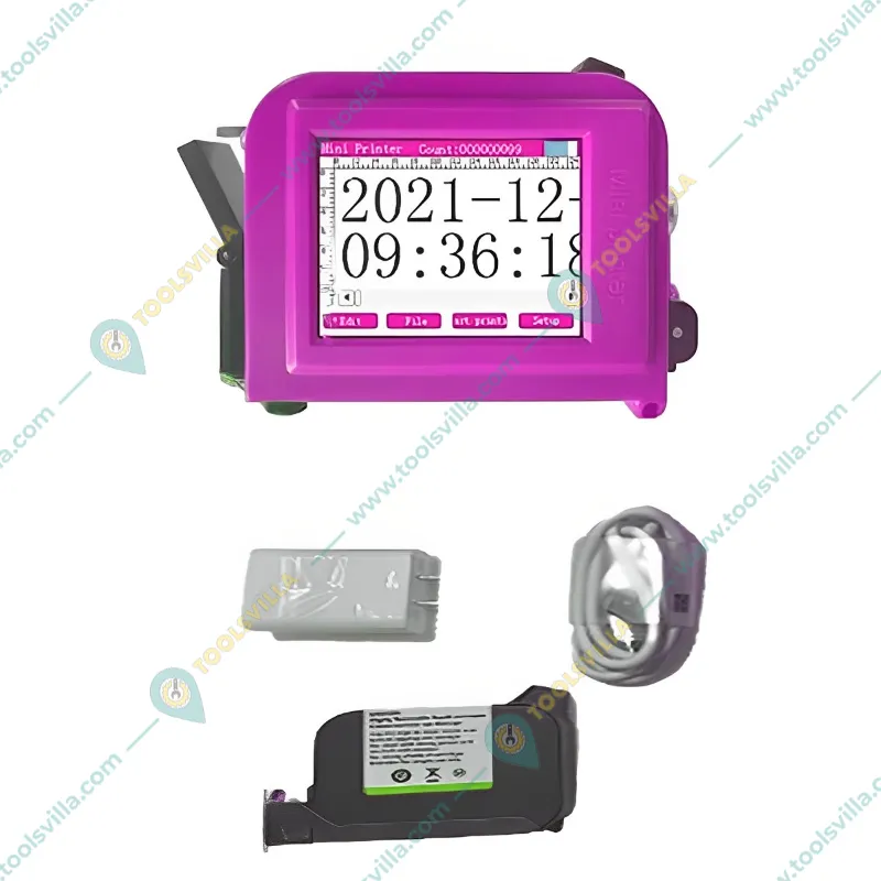 12.7mm Portable Mini Printer with Water Based Cartridge for Printing on Round Surface, Date, Logo & Barcode Printing (Max 4 Lines)
