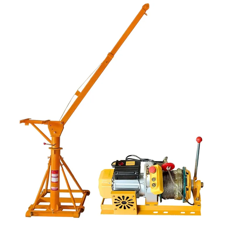 Heavy Duty 500 kg Capacity 360° Mini Crane With  Electric Clutch Winch, 4 HP Motor - 40 Meter 8 mm Wire Rope