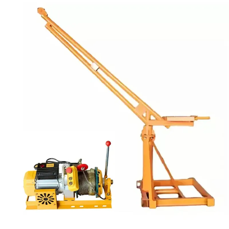 Heavy Duty 500 kg Capacity 360° Mini Crane with Electric Clutch Winch, 3 HP Motor-50 Meter 8 mm Wire Rope 