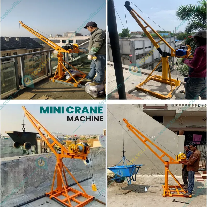 Heavy Duty 500 kg Capacity 360° Mini Crane with Electric Clutch Winch, 3 HP Motor-50 Meter 8 mm Wire Rope 