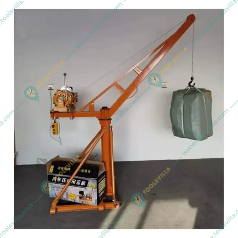 Heavy Duty 500 kg Capacity 360° Mini Crane with Electric Clutch Winch, 3 HP Motor-50 Meter 8 mm Wire Rope 