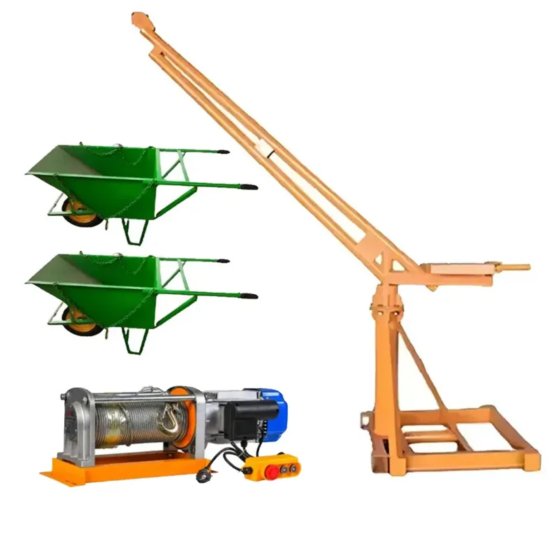 Crossbee 500 kg Mini Crane 360° With 3 HP Electric Clutch Winch, 8 mm 50 Mtr Wire Rope & 2 Wheel Barrow Trolley 