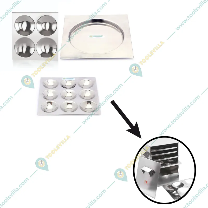 Premium Quality Set of 6 Mini Idli Tray for Restaurant Type Square Shape 6 Tray Gas Operated Idli Steamer