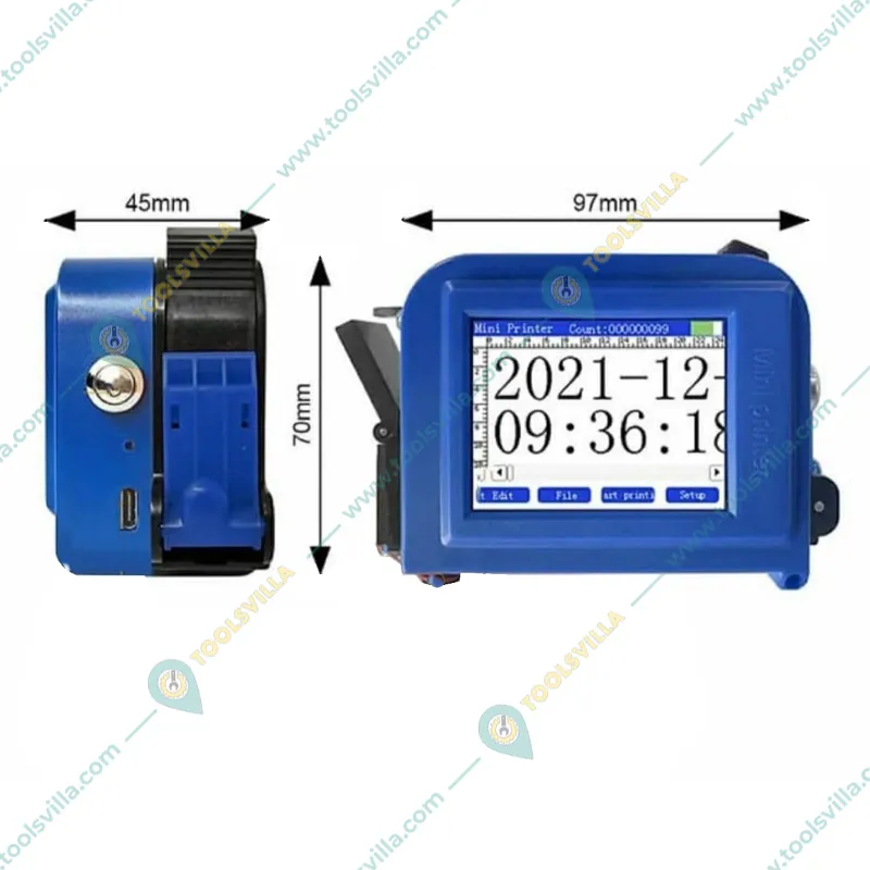 12.7mm Portable Mini Printer with Water Based Cartridge for Printing on Round Surface, Date, Logo & Barcode Printing (Max 4 Lines)