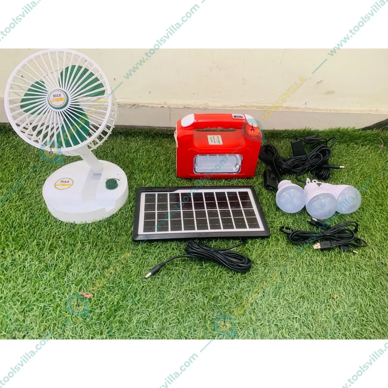 Gramstrong Mini Inverter Solar Home System with LED and 100W SMD Tube Light, Solar Panel, 3 Bulbs and Foldable Fan
