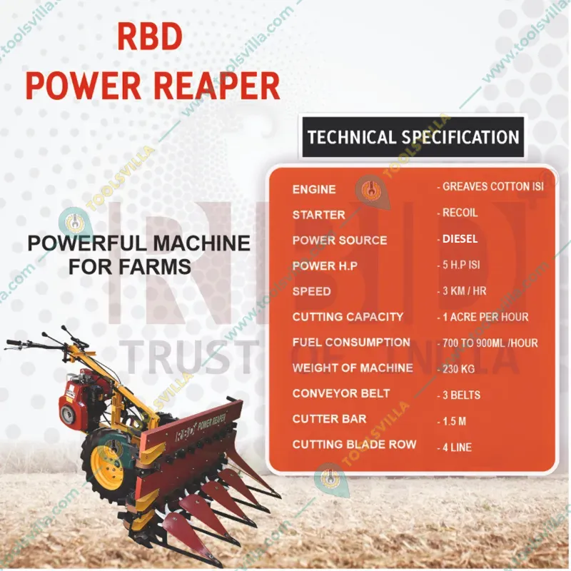 RBD-RPR Mini Harvester Diesel Type With 5 HP ISI Honda Engine with 2 years Warranty