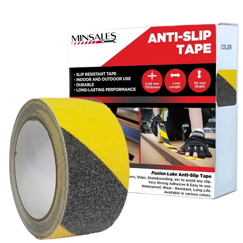 Minsales Anti Skid Tape - 15 Meter x 50 MM, Fall Resistant, PET Material and Solvent Acrylic Adhesive