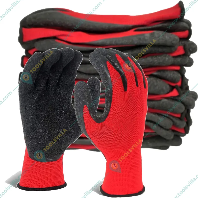 Minsales 5 Pair Safety Gloves - Nylon Latex Coated, Firm Grip, Cut Resistant for Industrial Safety Work