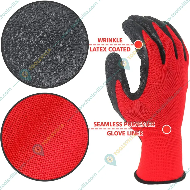 Minsales 5 Pair Safety Gloves - Nylon Latex Coated, Firm Grip, Cut Resistant for Industrial Safety Work