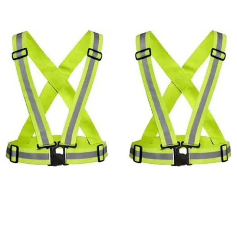 Minsales Reflective Jacket/Vest Belt - Nylon, V-Neck, Unisex-Adult Green ( pack of 2 )
