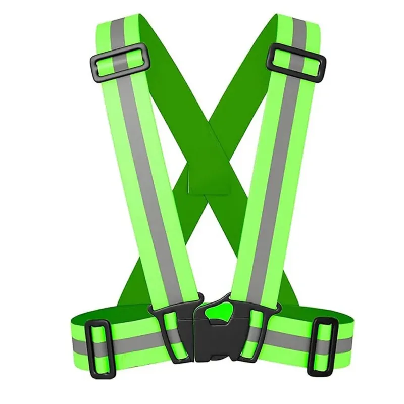 Minsales Reflective Jacket/Vest Belt - Nylon, V-Neck, Unisex-Adult(Color-Green)