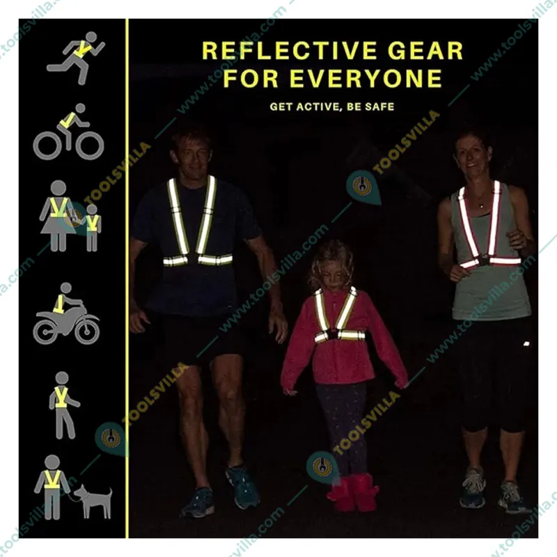 Minsales Reflective Jacket/Vest Belt - Nylon, V-Neck, Unisex-Adult(Color-Green)