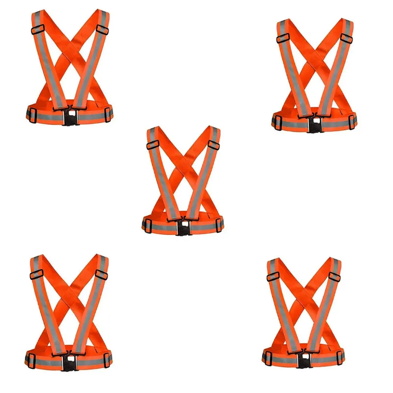 Minsales Reflective Jacket/Vest Belt - Nylon, V-Neck, Unisex-Adult Orange ( Pack of 5 )